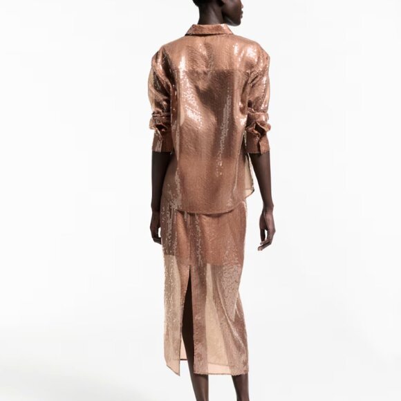 Mango Sequin midi skirt Size L - Picture 2 of 8